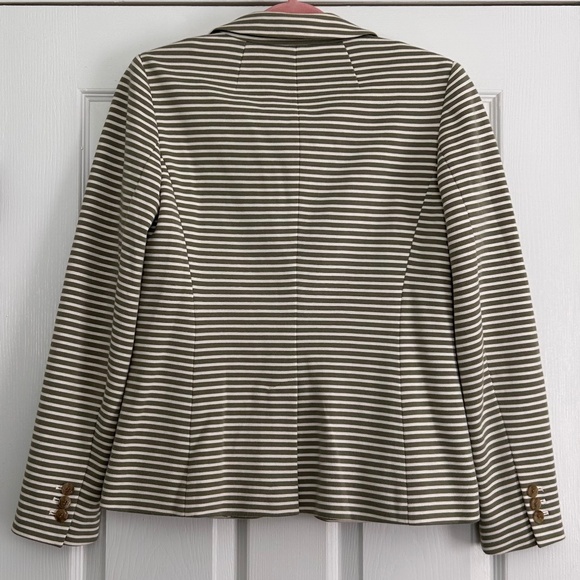 Talbots Aberdeen Knit Blazer Green and White Stripes 3/4 Sleeves, Size 4 - Picture 8 of 10
